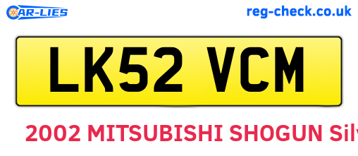 LK52VCM are the vehicle registration plates.