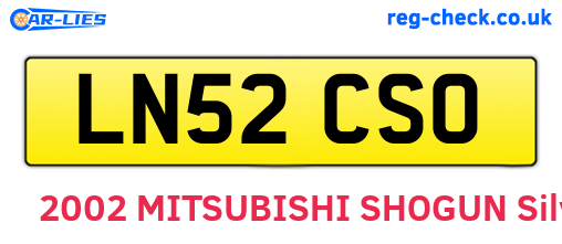 LN52CSO are the vehicle registration plates.