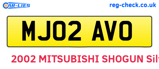 MJ02AVO are the vehicle registration plates.
