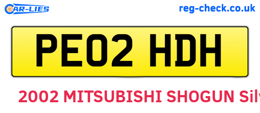 PE02HDH are the vehicle registration plates.