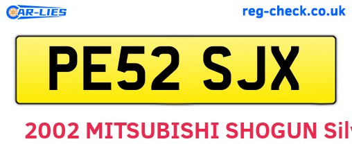 PE52SJX are the vehicle registration plates.