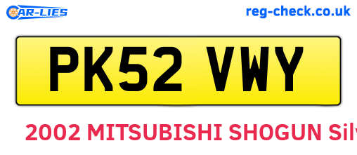 PK52VWY are the vehicle registration plates.