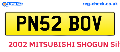 PN52BOV are the vehicle registration plates.