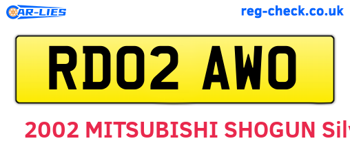 RD02AWO are the vehicle registration plates.