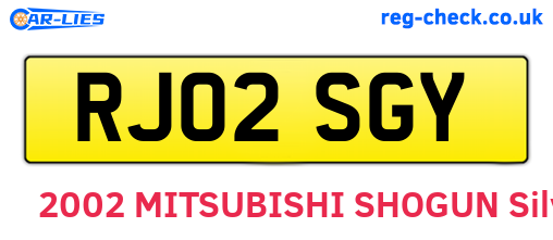 RJ02SGY are the vehicle registration plates.