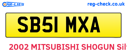 SB51MXA are the vehicle registration plates.