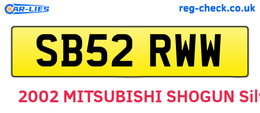 SB52RWW are the vehicle registration plates.