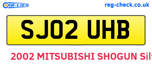 SJ02UHB are the vehicle registration plates.