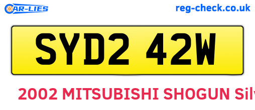 SYD242W are the vehicle registration plates.