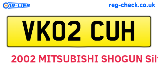 VK02CUH are the vehicle registration plates.