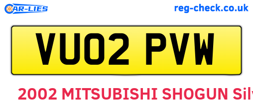 VU02PVW are the vehicle registration plates.