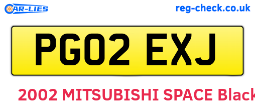 PG02EXJ are the vehicle registration plates.