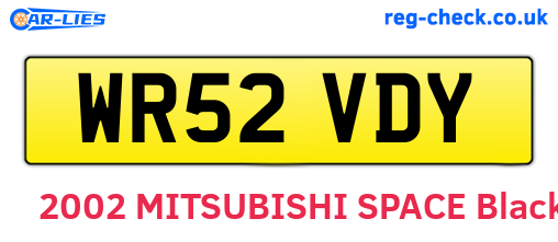 WR52VDY are the vehicle registration plates.
