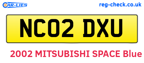 NC02DXU are the vehicle registration plates.