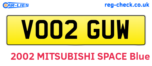 VO02GUW are the vehicle registration plates.