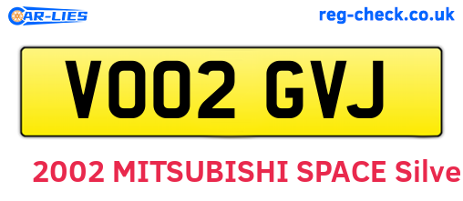 VO02GVJ are the vehicle registration plates.