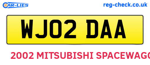 WJ02DAA are the vehicle registration plates.