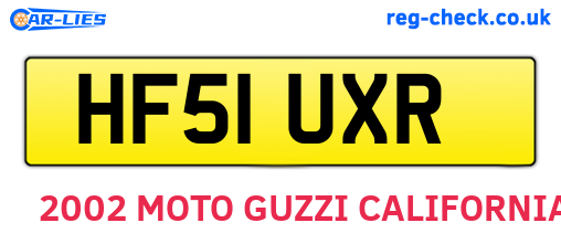 HF51UXR are the vehicle registration plates.