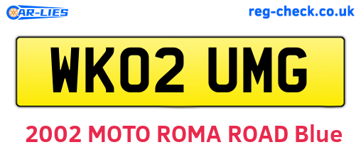 WK02UMG are the vehicle registration plates.