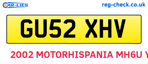 GU52XHV are the vehicle registration plates.