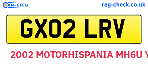 GX02LRV are the vehicle registration plates.