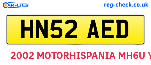 HN52AED are the vehicle registration plates.