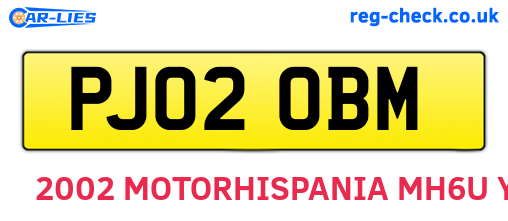 PJ02OBM are the vehicle registration plates.