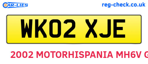 WK02XJE are the vehicle registration plates.