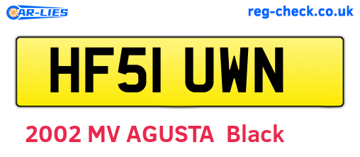 HF51UWN are the vehicle registration plates.
