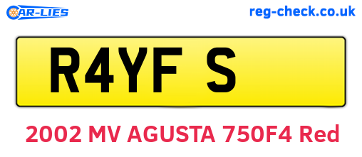 R4YFS are the vehicle registration plates.
