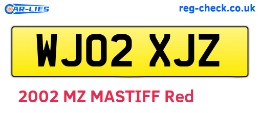 WJ02XJZ are the vehicle registration plates.