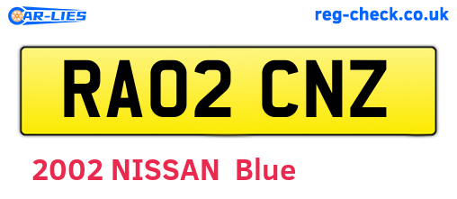 RA02CNZ are the vehicle registration plates.