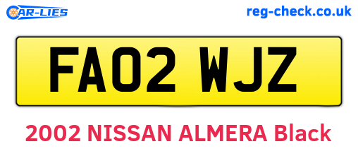 FA02WJZ are the vehicle registration plates.
