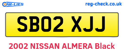 SB02XJJ are the vehicle registration plates.