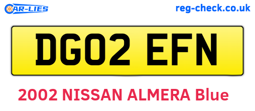 DG02EFN are the vehicle registration plates.