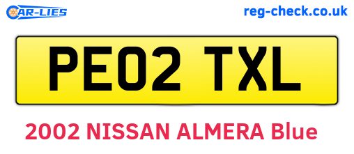 PE02TXL are the vehicle registration plates.