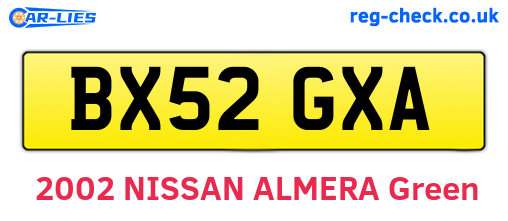 BX52GXA are the vehicle registration plates.