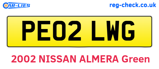 PE02LWG are the vehicle registration plates.