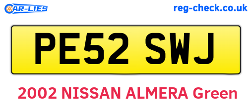 PE52SWJ are the vehicle registration plates.