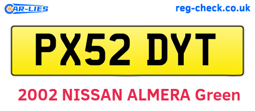 PX52DYT are the vehicle registration plates.