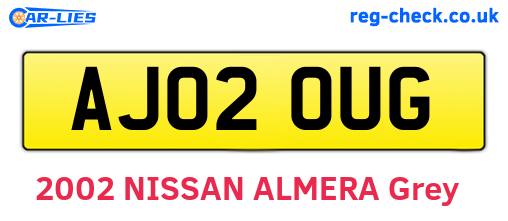 AJ02OUG are the vehicle registration plates.