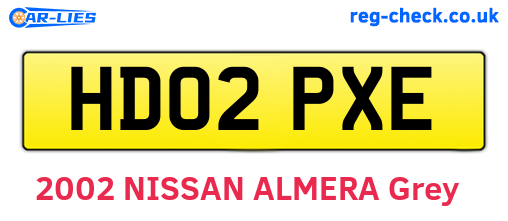 HD02PXE are the vehicle registration plates.