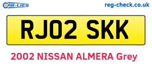 RJ02SKK are the vehicle registration plates.