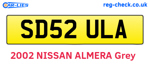 SD52ULA are the vehicle registration plates.