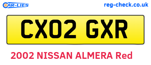 CX02GXR are the vehicle registration plates.