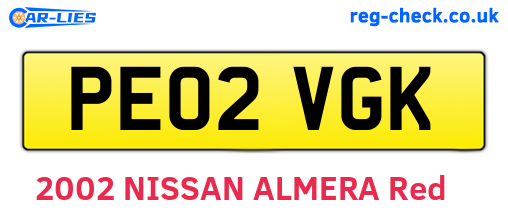 PE02VGK are the vehicle registration plates.
