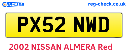 PX52NWD are the vehicle registration plates.