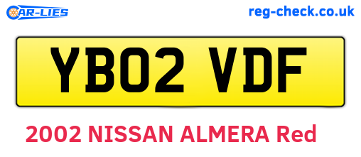 YB02VDF are the vehicle registration plates.