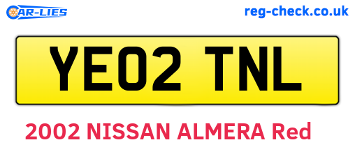 YE02TNL are the vehicle registration plates.