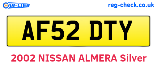 AF52DTY are the vehicle registration plates.